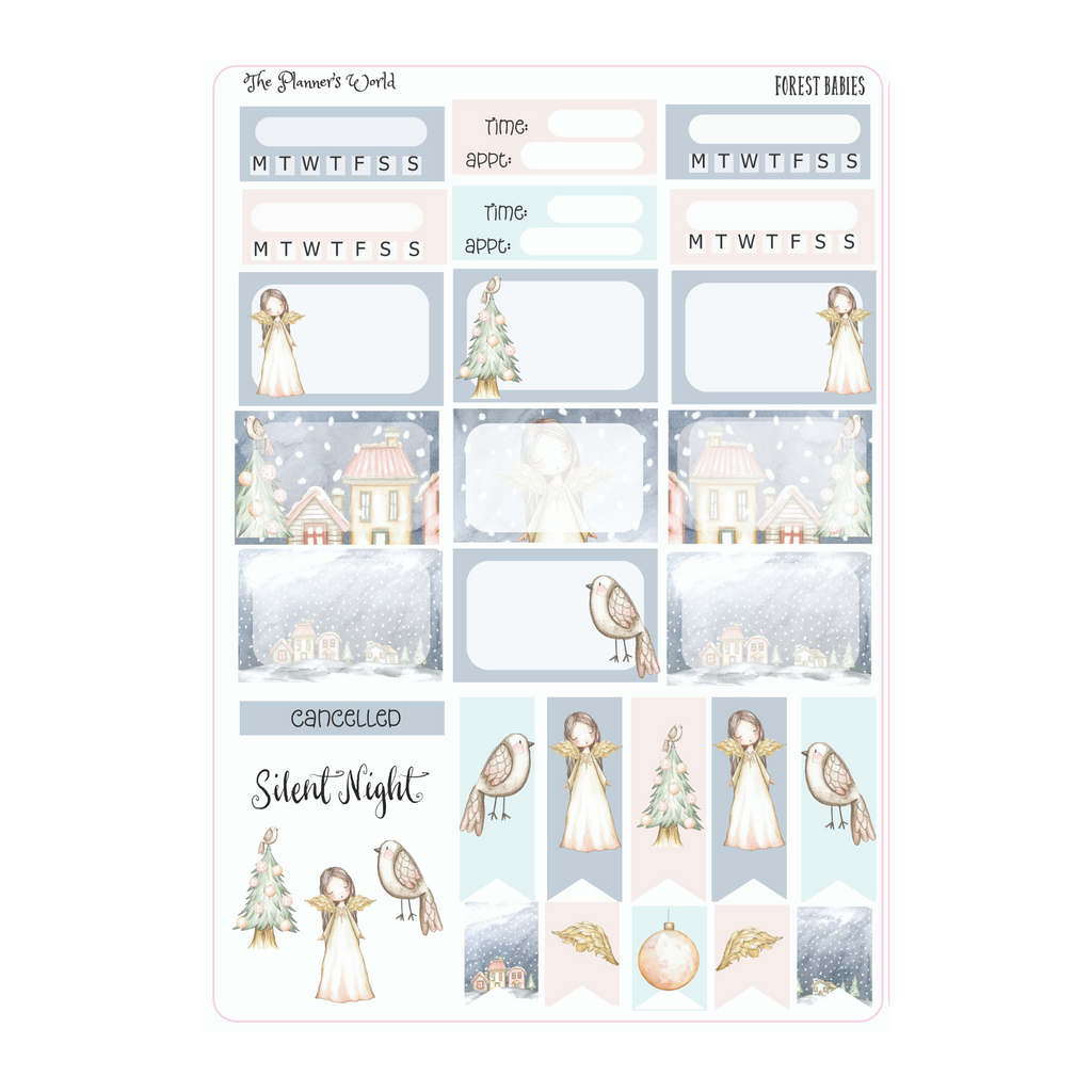 Silent Night weekly vertical Sticker Kit - christmas stickers - The Planner's World
