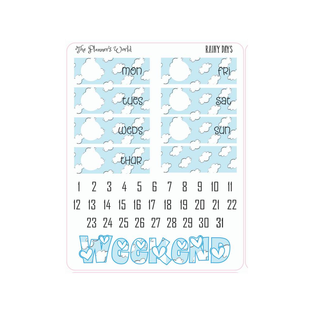 Rainy Days weekly vertical Sticker Kit - The Planner's World