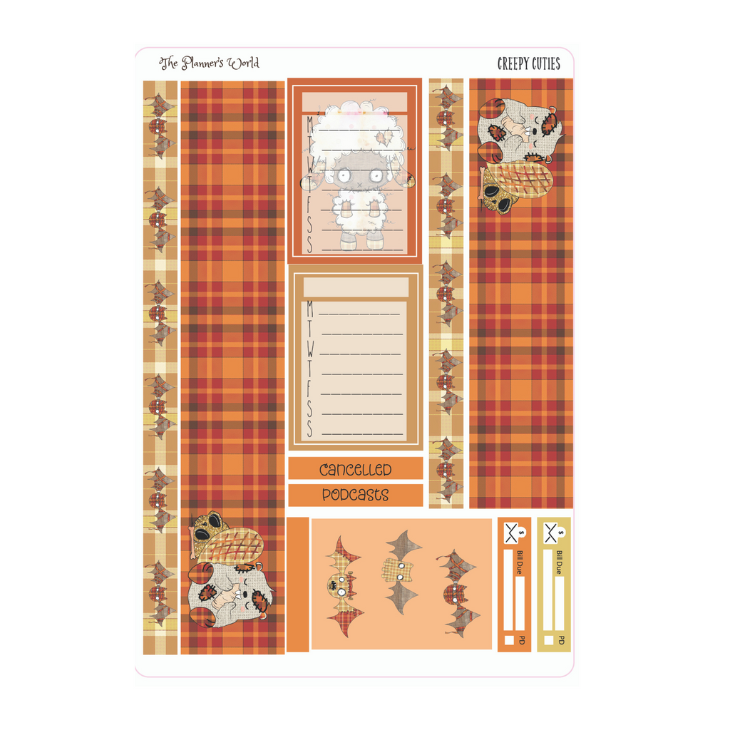 Creepy Cuties Weekly Vertical Sticker Kit - The Planner's World