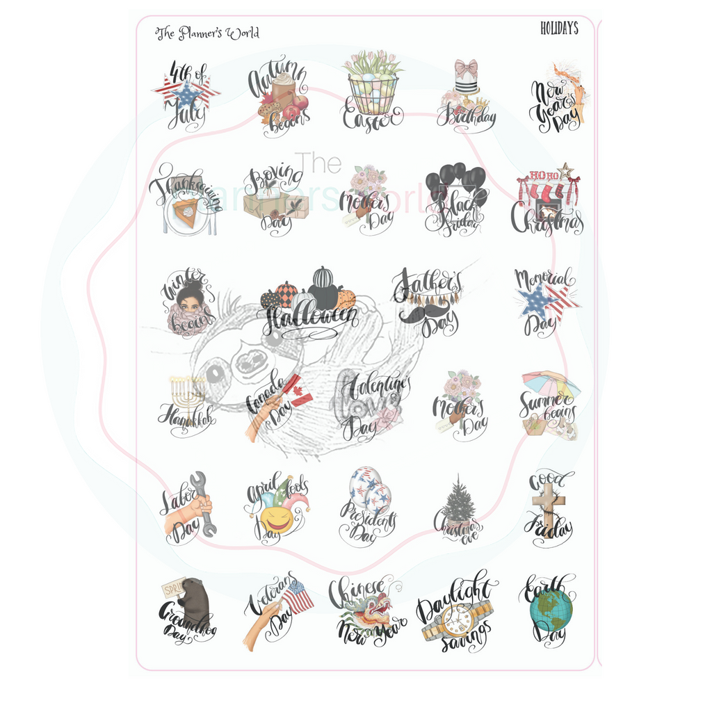 Annual Holiday Planner Stickers - Assorted Holiday Stickers - The Planner's World