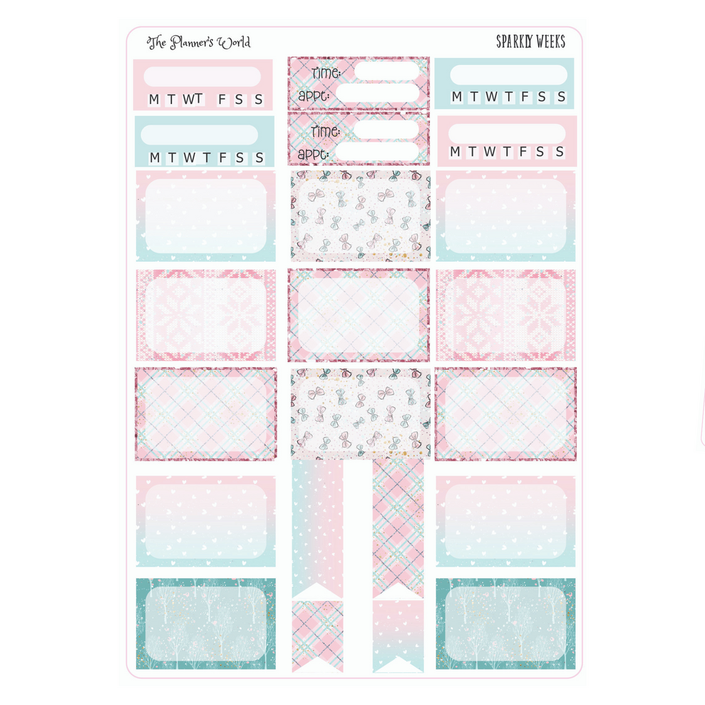 Sparkly Weeks weekly vertical Sticker Kit - winter kit - The Planner's World