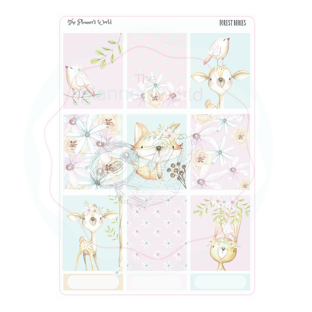 Forest Babies weekly vertical Sticker Kit - Forest animal sticker kit - The Planner's World