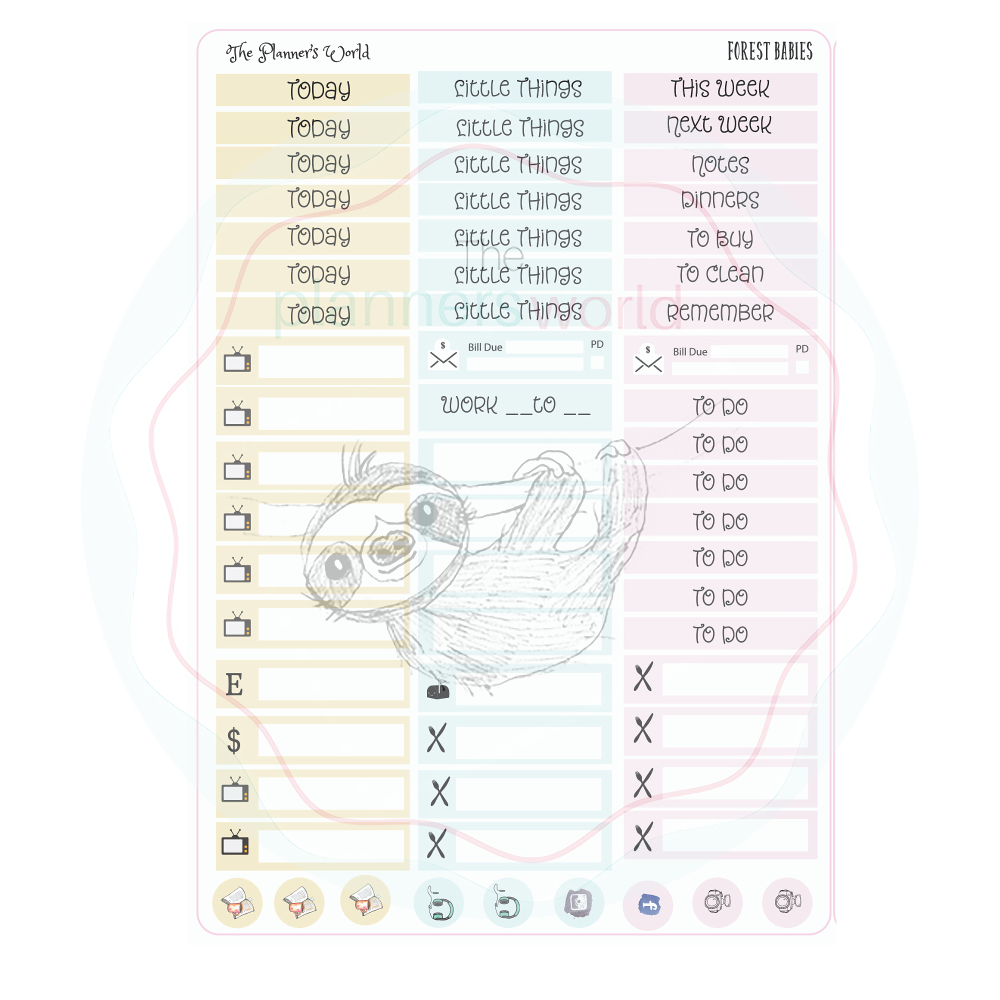 WEEKLY Vertical Planner Sticker Kit - KIT-030 Forest Babies – The ...