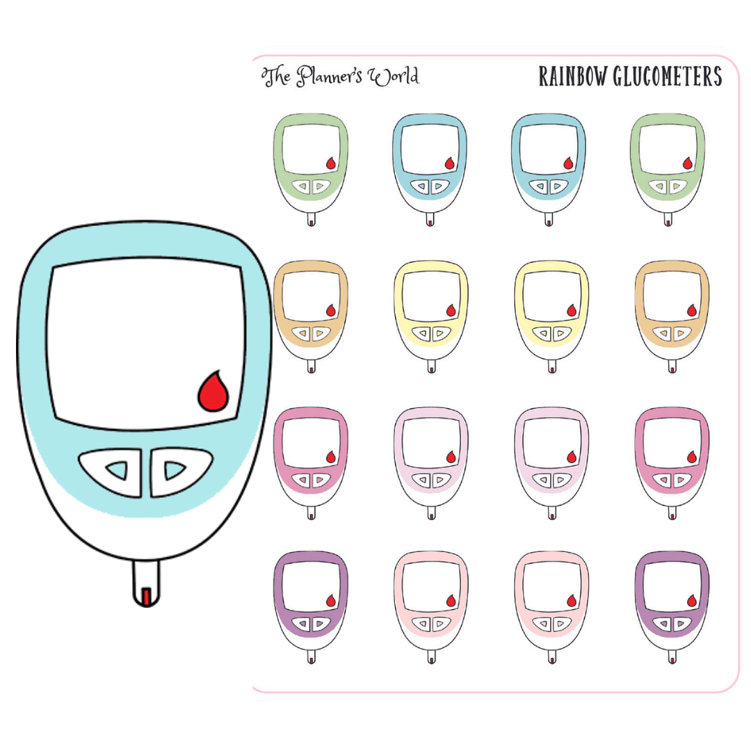 Deco-020 || Glucose Meter Planner Stickers - Rainbow Glucometer – The ...