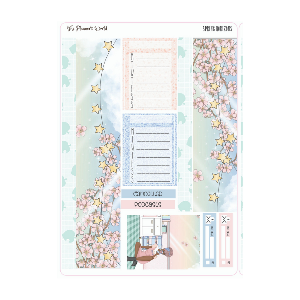 Spring Horizons weekly vertical Sticker Kit - The Planner's World