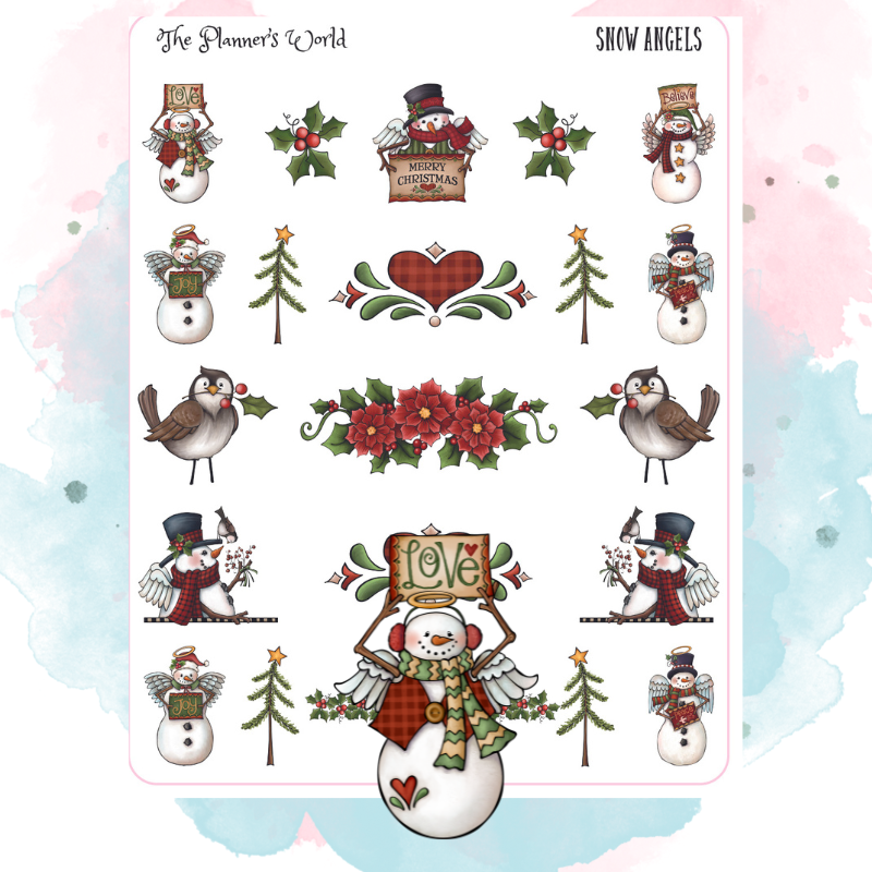 Snowman Snow Angels Christmas Planner stickers – The Planner's World