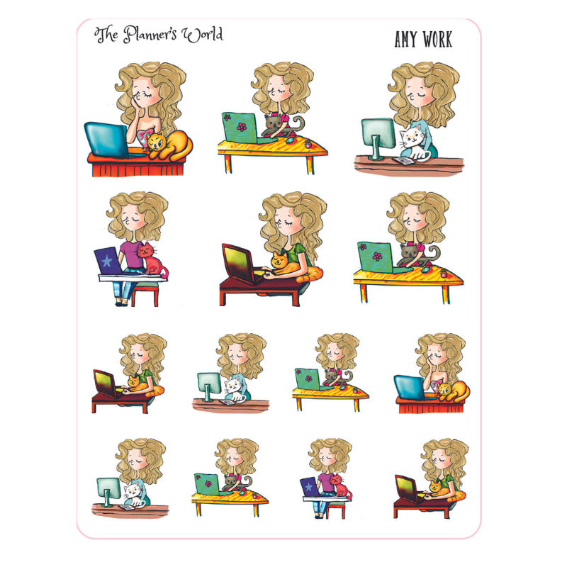 Working Person Sticker Working Girl Laptop Work Planner Sticker - Plan-tastic Squad – The ...