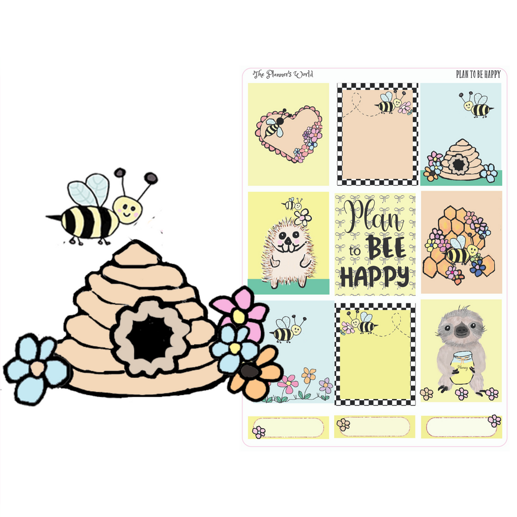 Plan to Bee Happy weekly vertical Sticker Kit - The Planner's World