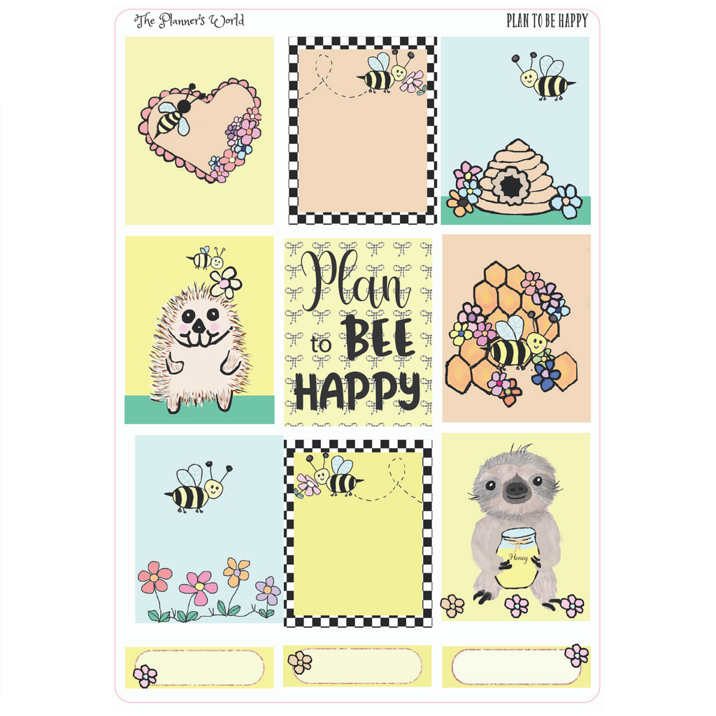 Plan to Bee Happy weekly vertical Sticker Kit - The Planner's World