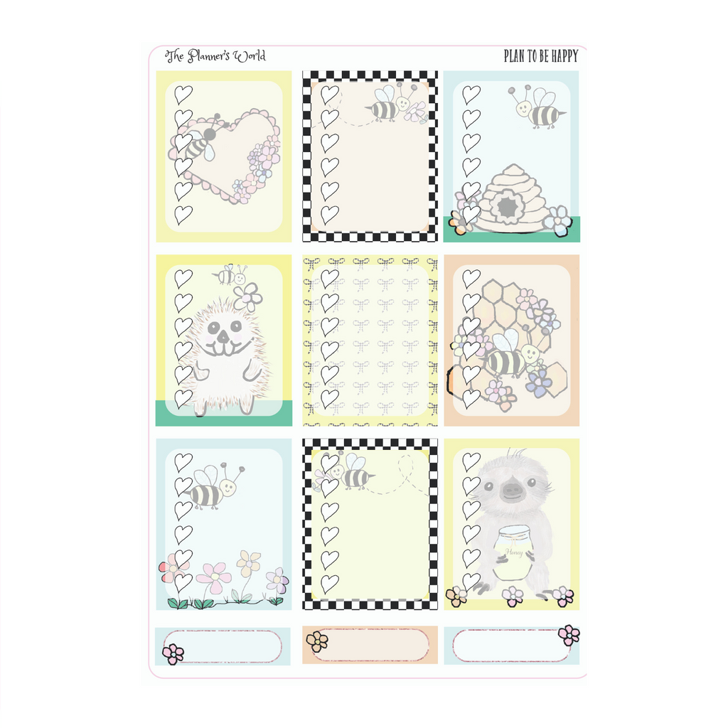 Plan to Bee Happy weekly vertical Sticker Kit - The Planner's World