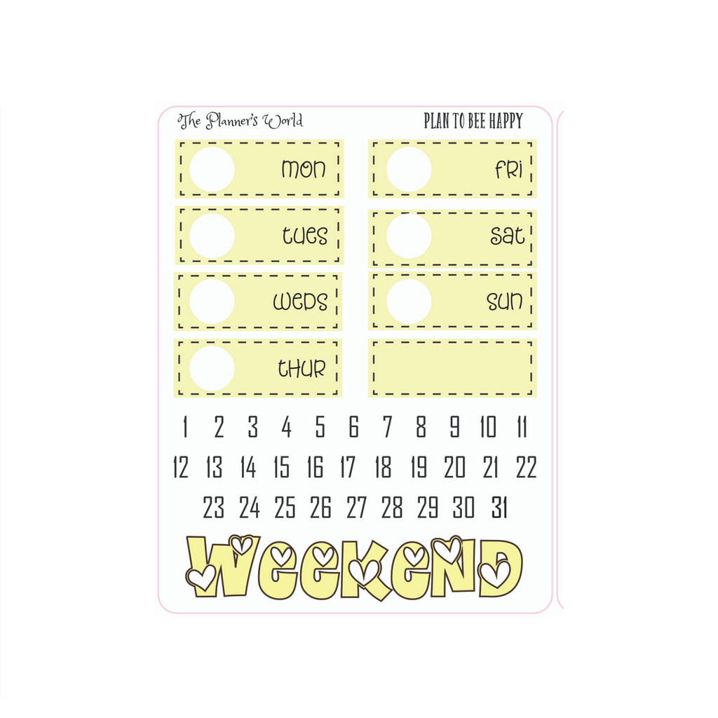 Plan to Bee Happy weekly vertical Sticker Kit - The Planner's World
