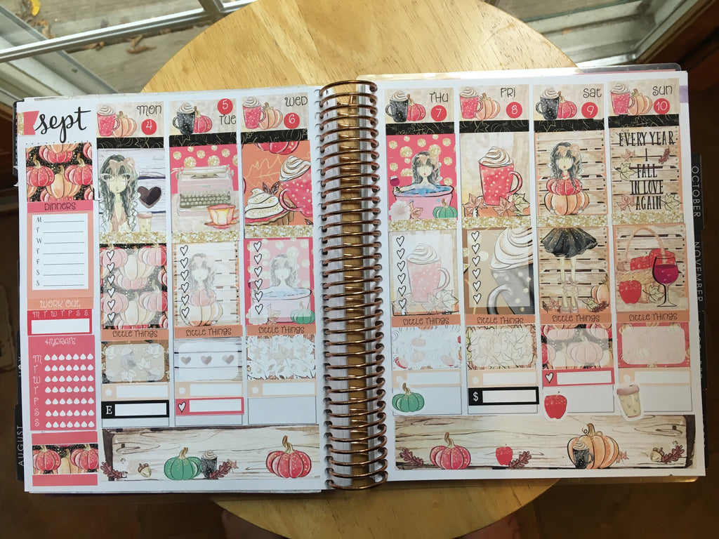 Autumn Weekly Planner Sticker Kit - Pumpkin Spice Lattes & Moscato Nights - The Planner's World