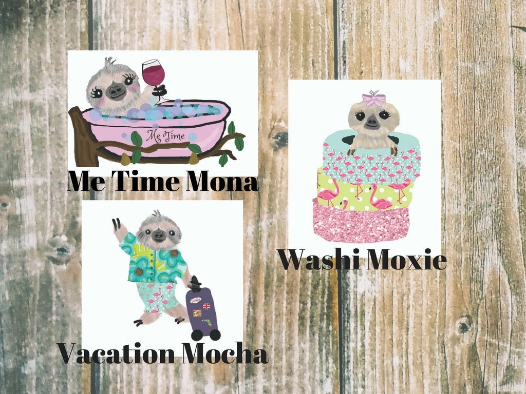 Sloth Die Cuts - Die Cut - stickers - sloth sticker - planner diecut - travelers notebook  - movie night - hand drawn - planner stickers - The Planner's World