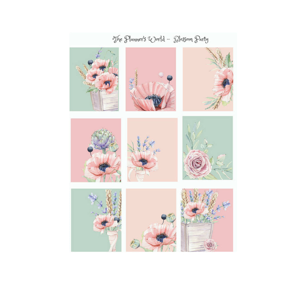 Blossom Party floral Weekly Vertical Stickers - The Planner's World