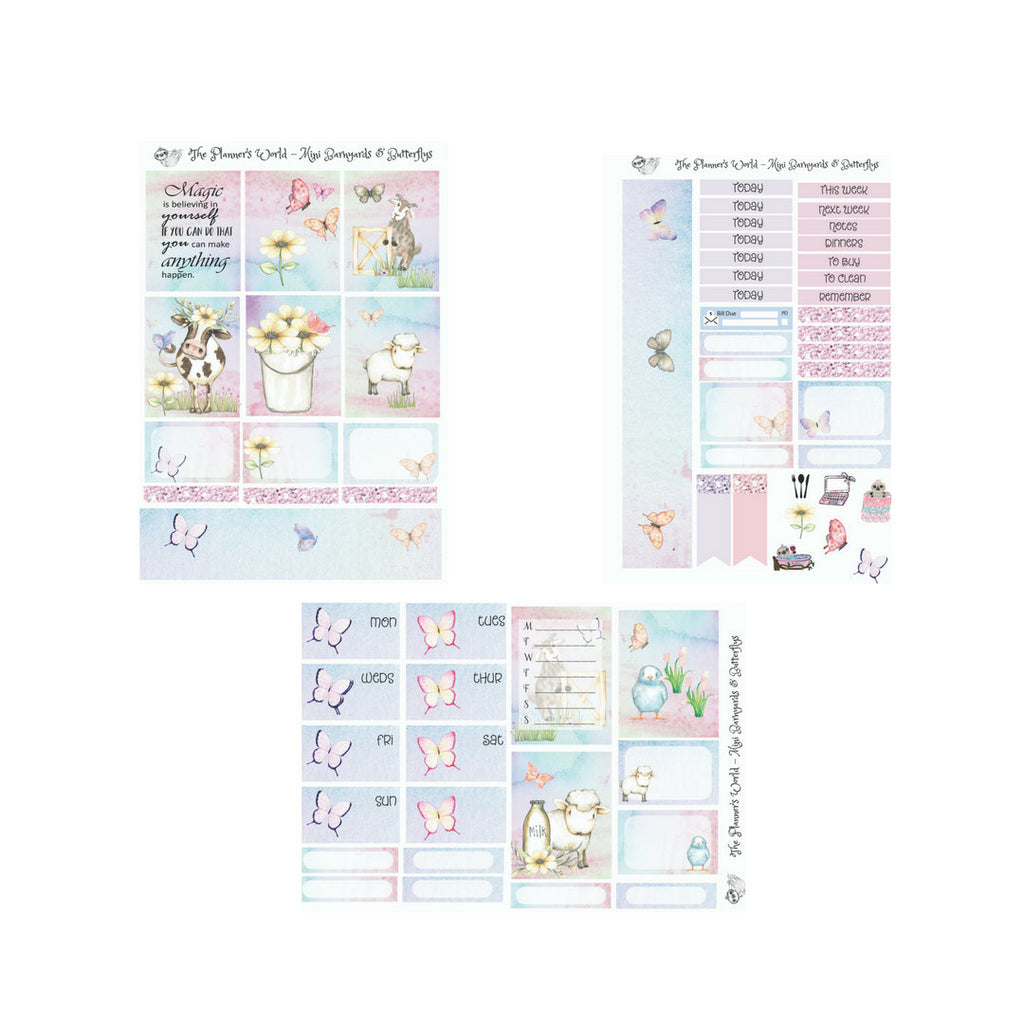Barnyards and Butterflies Mini Weekly Kit - Daisy Moo Cow - The Planner's World