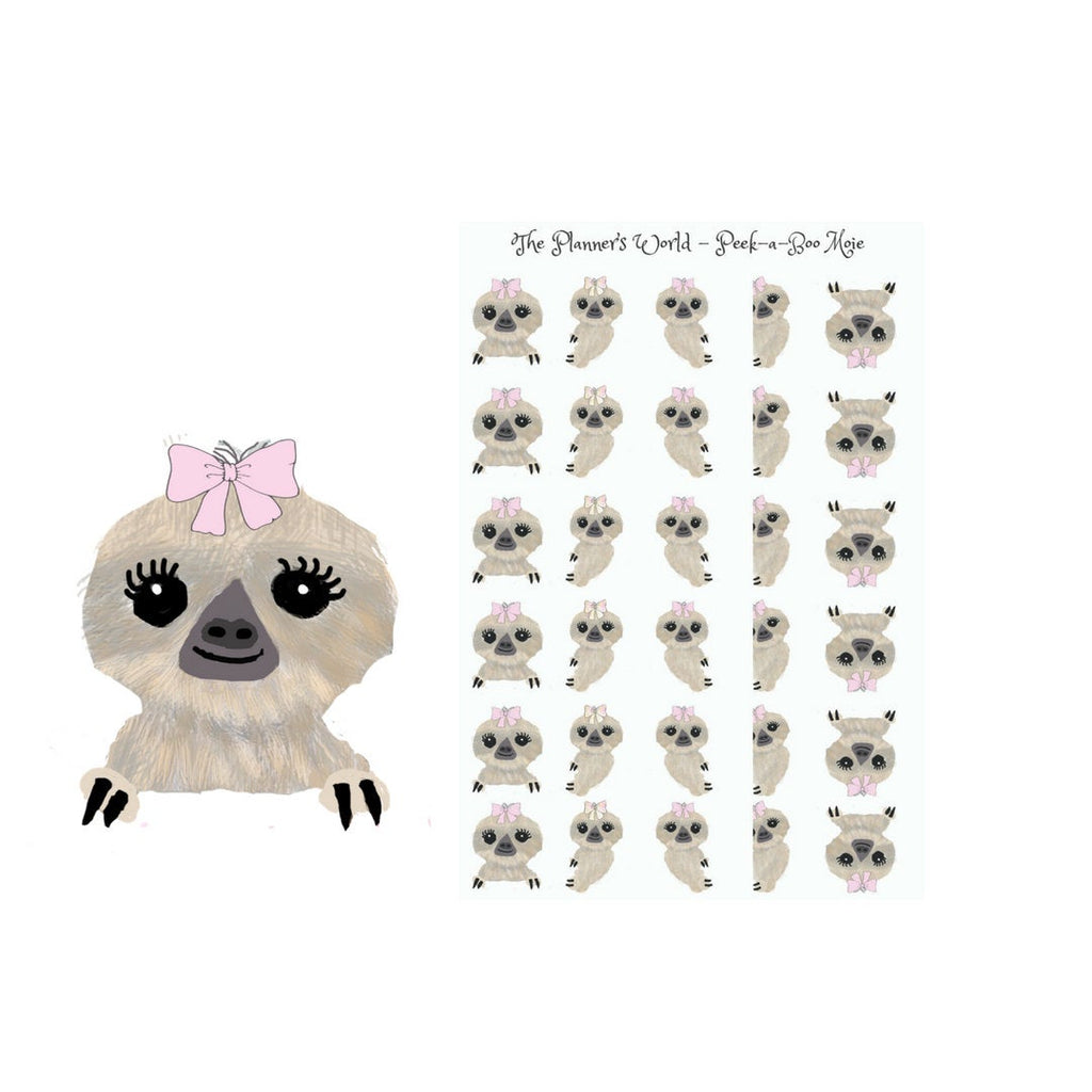 peekaboo Moxie the sloth stickers - The Planner's World