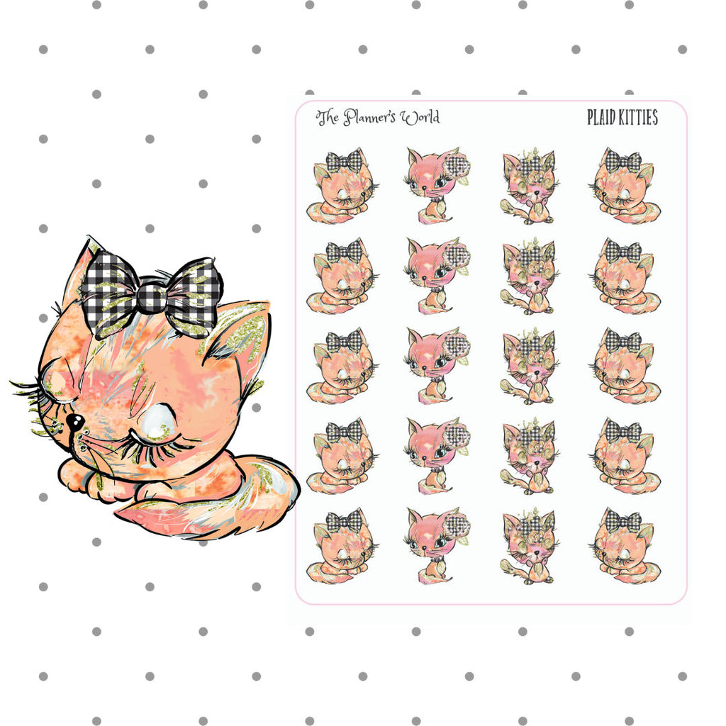 Plaid Kitties Deco - cat stickers - kitty sticker - kitty - planner sticker - cat planner sticker - cute - kitties - The Planner's World
