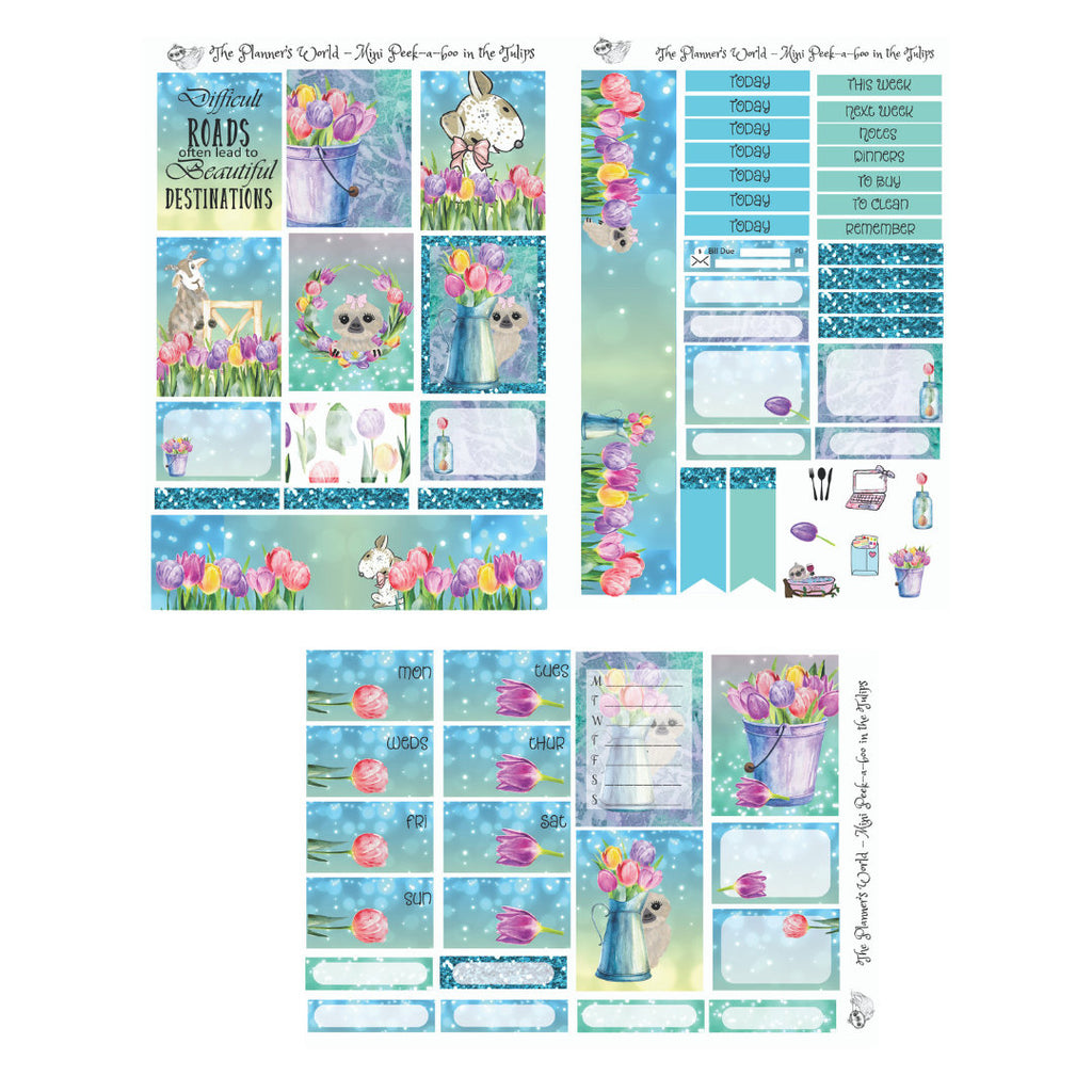 Peekaboo in the tulips mini vertical planner kit - The Planner's World