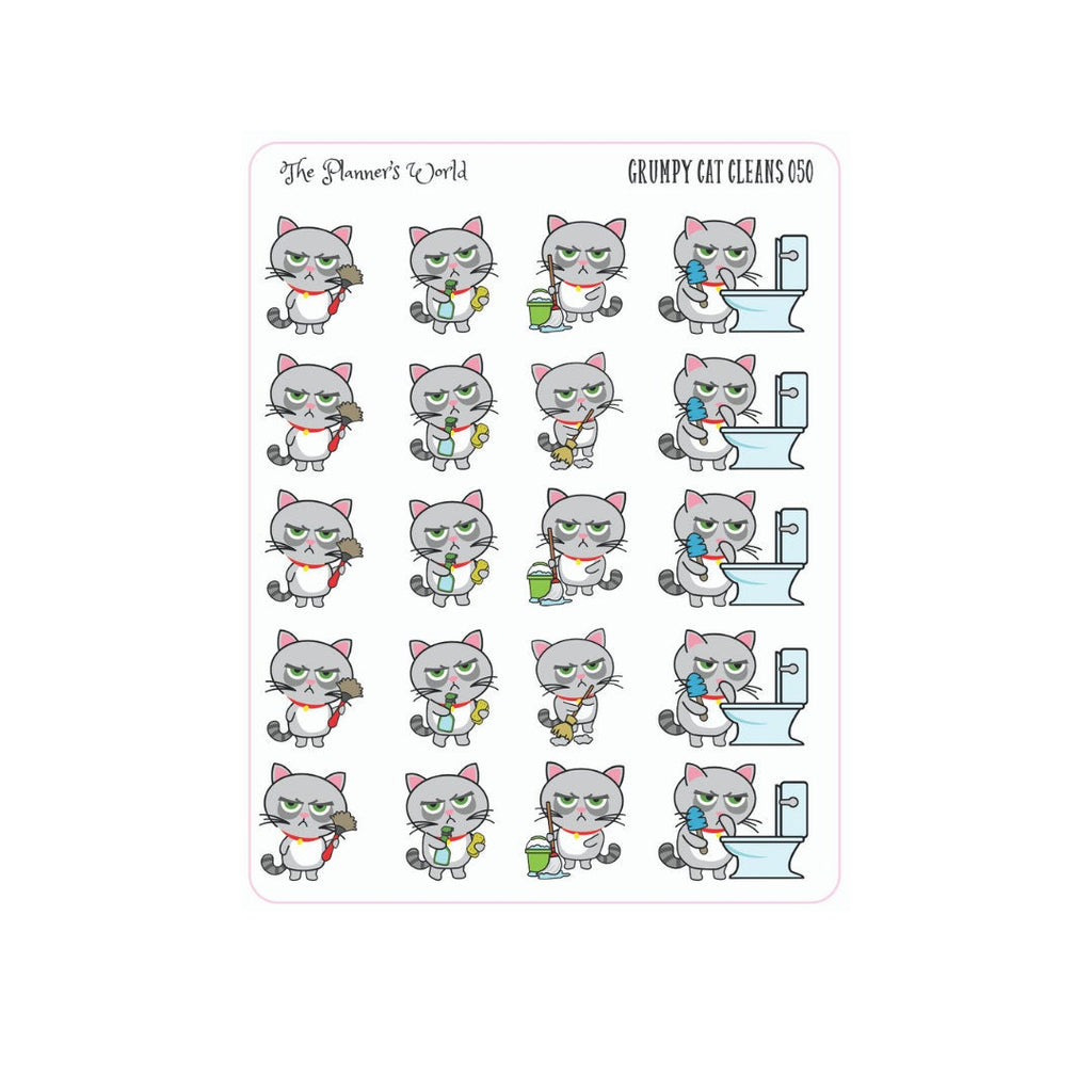 Grumpy Cat Cleaning planner Stickers - The Planner's World