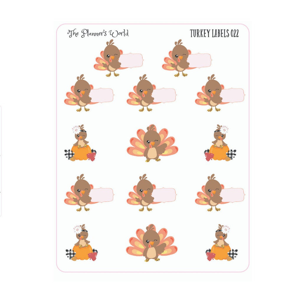 Turkey Labels - Thanksgiving Stickers - Planner Stickers - Thanksgiving planner stickers - November planner stickers - plaid - The Planner's World