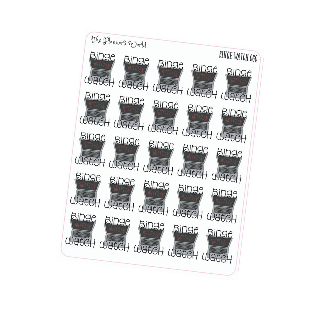 Binge Watch Laptop tv Planner Stickers - The Planner's World
