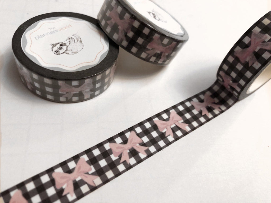 FARMHOUSE PLAID PINK BOW WASHI TAPE - The Planner's World