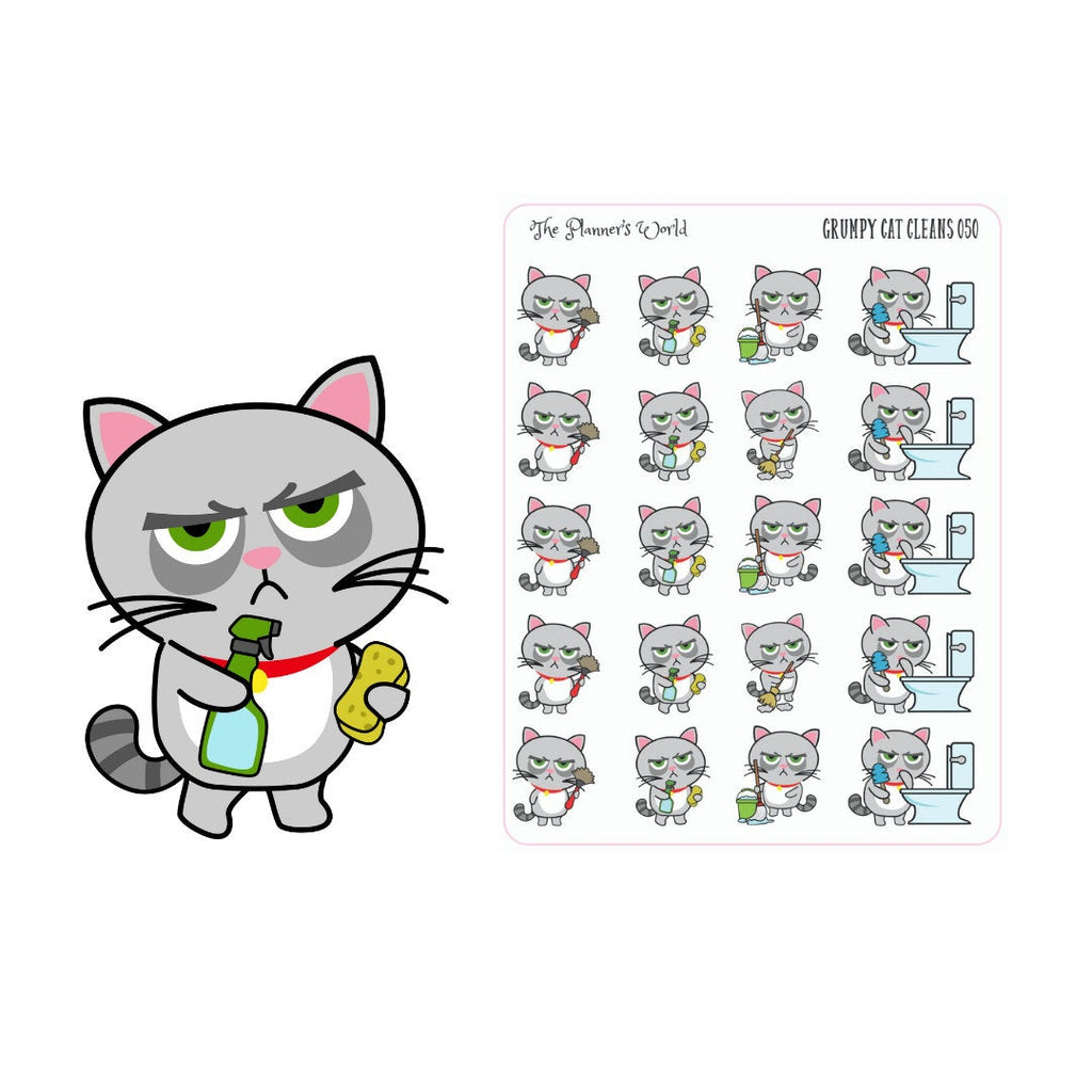 Grumpy Cat Cleaning planner Stickers - The Planner's World