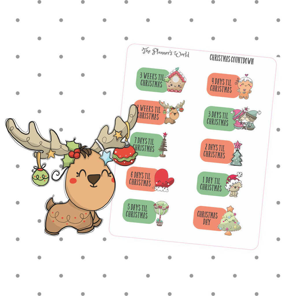 Christmas Countdown planner stickers - countdown stickers - The Planner's World