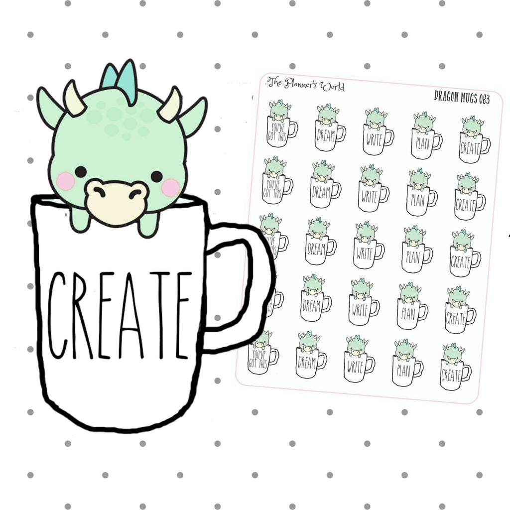 Cute Dunn Dragon Mugs planner stickers - The Planner's World