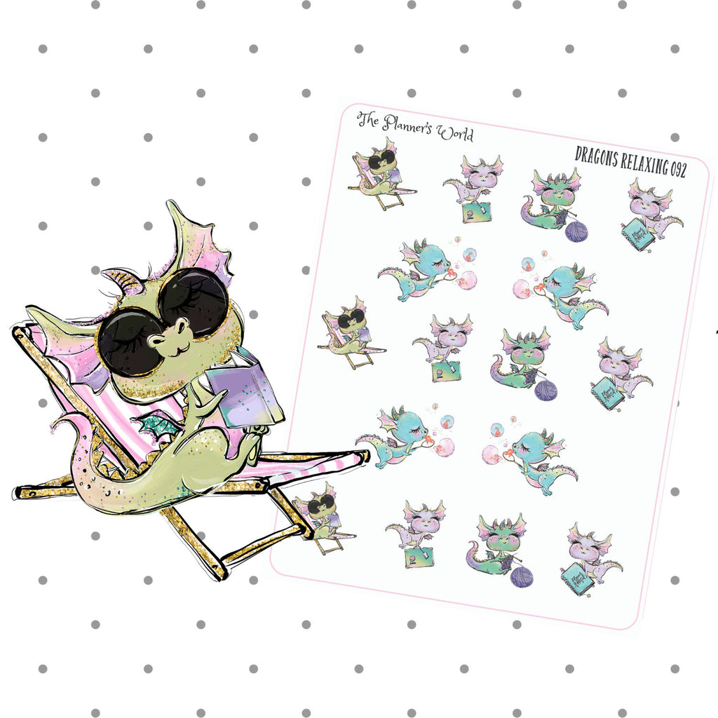 Dragons Relaxing Planner Stickers - Me time sticker - The Planner's World