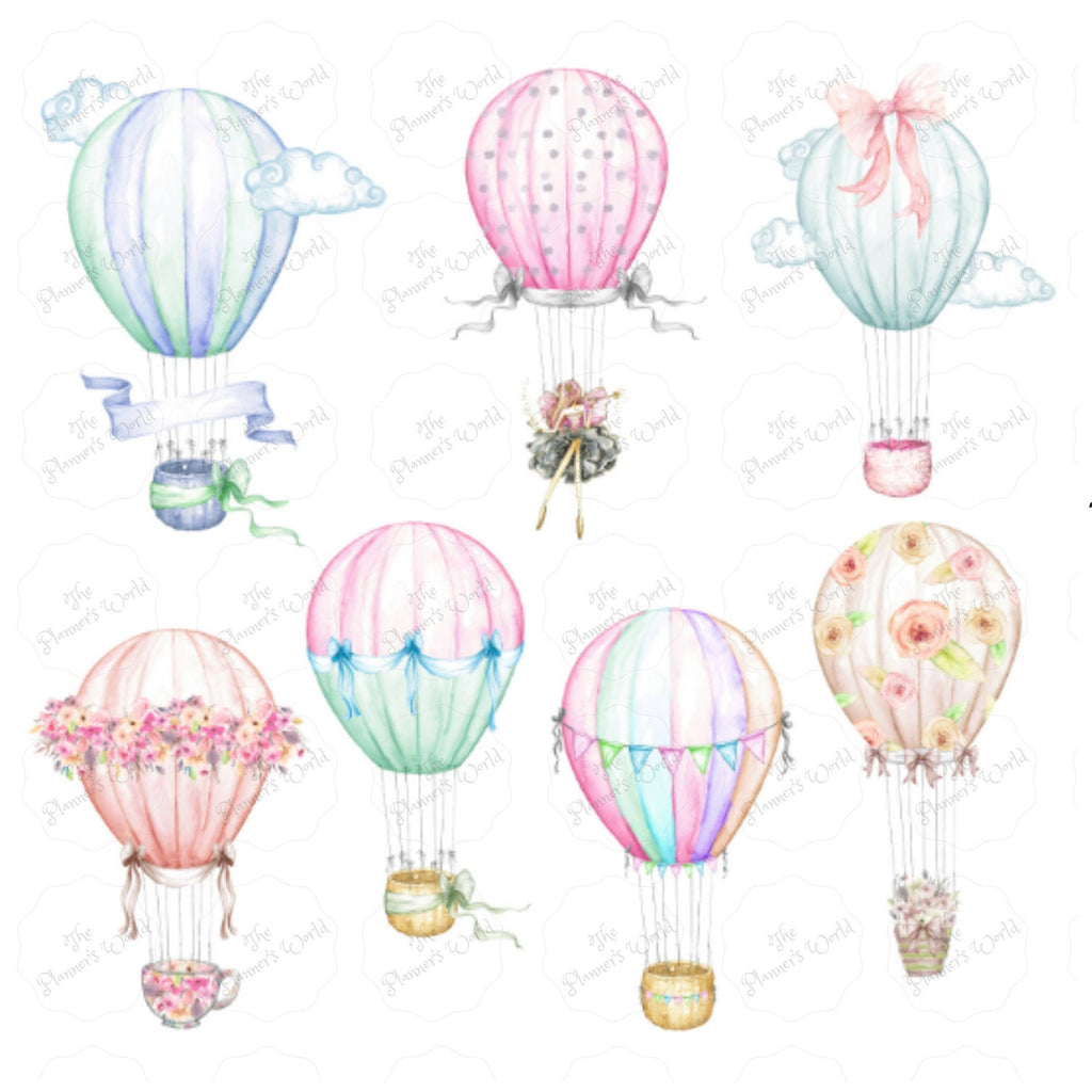 Hot Air Balloon Diecut - Diecuts - hot air balloon sticker - balloon - hot air balloon - die cut - watercolor - The Planner's World
