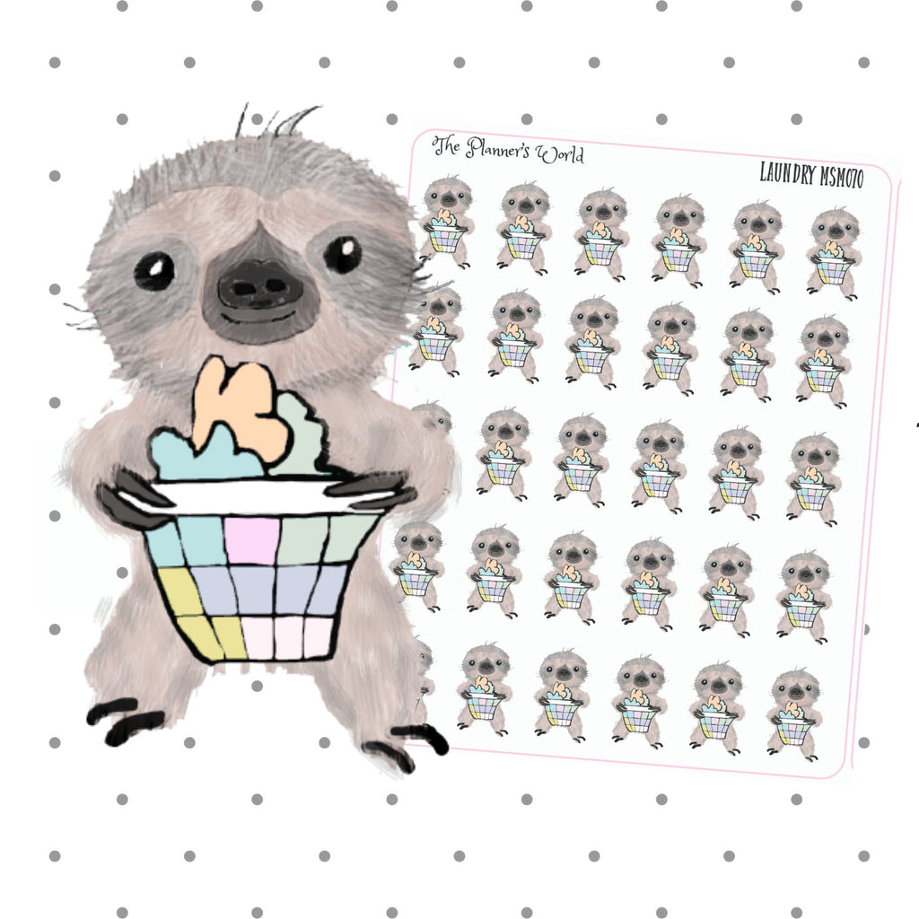 Moe the sloth sticker laundry planner stickers - The Planner's World