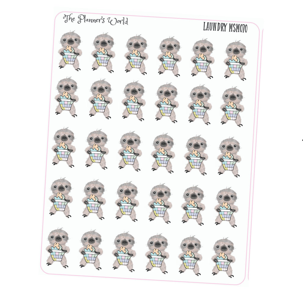 Moe the sloth sticker laundry planner stickers - The Planner's World