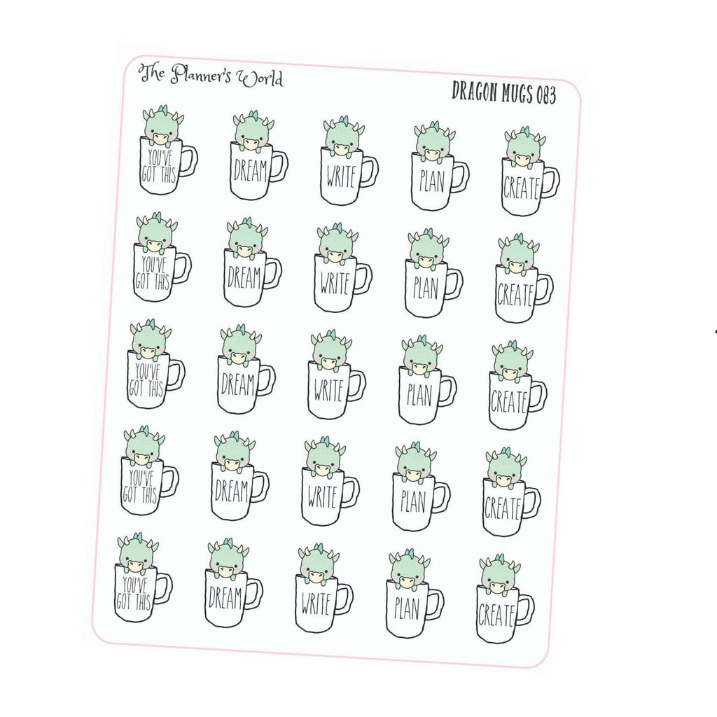 Cute Dunn Dragon Mugs planner stickers - The Planner's World