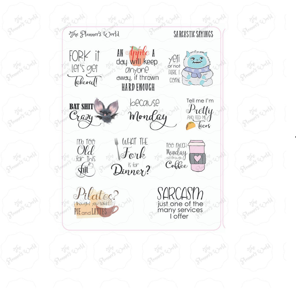 Sarcastic Sayings - Adulting Planner stickers - Sarcastic Stickers - script stickers - adult stickers - snarky saying stickers - The Planner's World