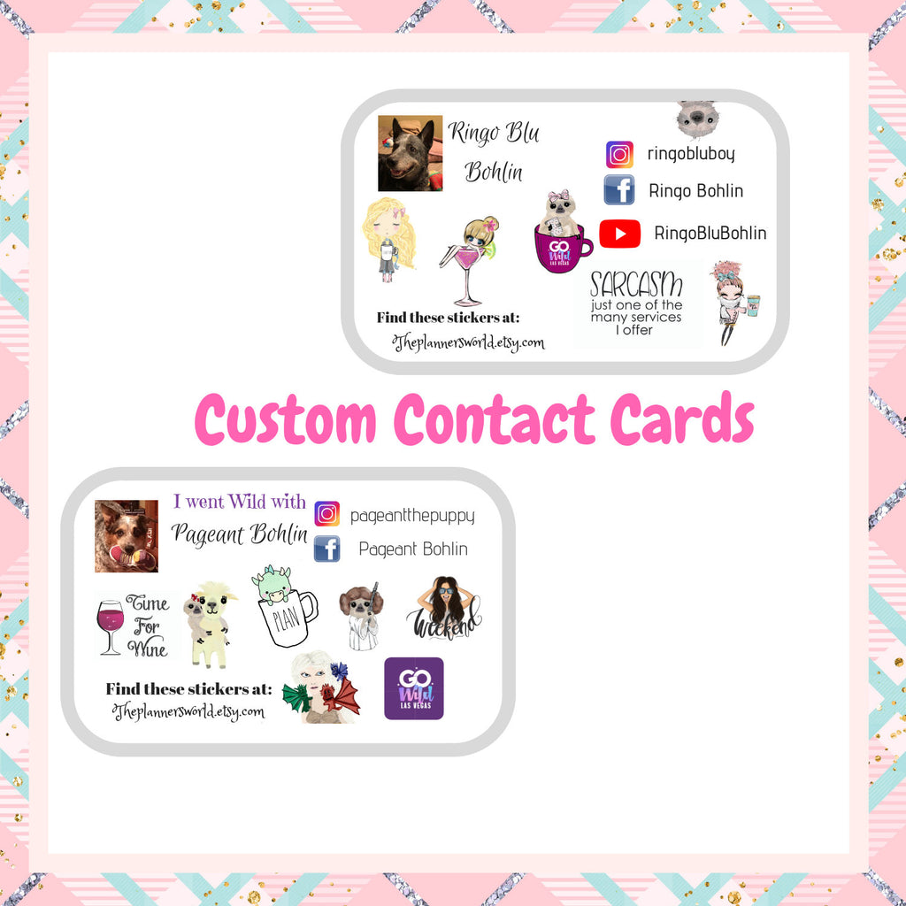 Contact cards -  Custom Sticker - Contact Card stickers - The Planner's World