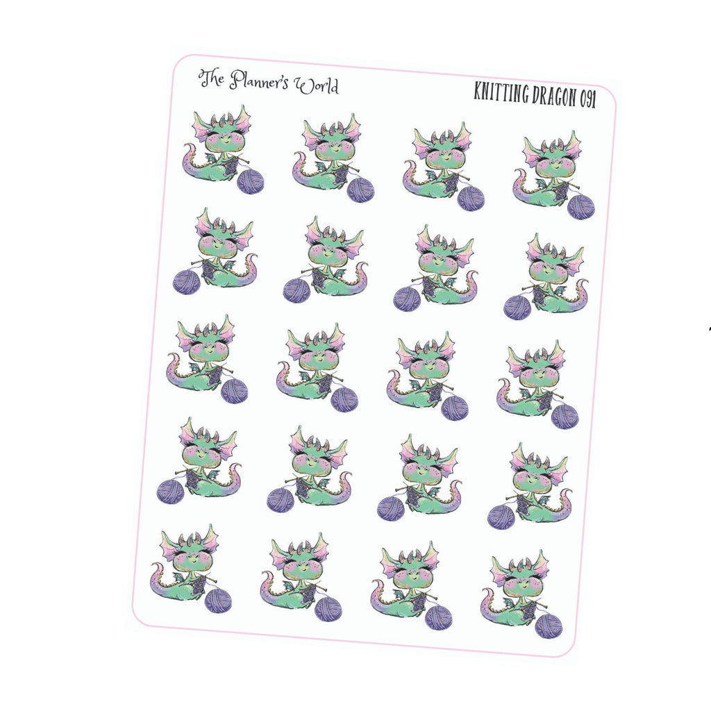Knitting Dragon stickers - The Planner's World
