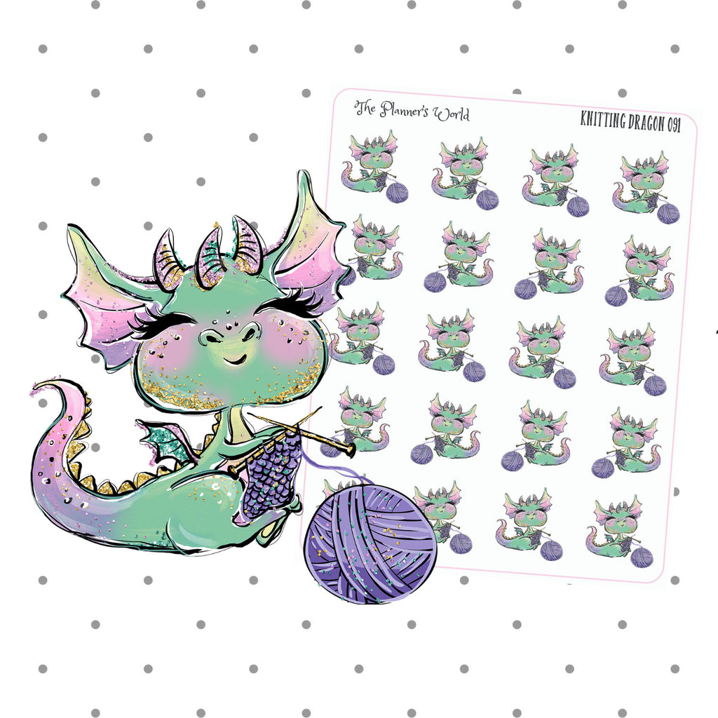 Knitting Dragon stickers - The Planner's World