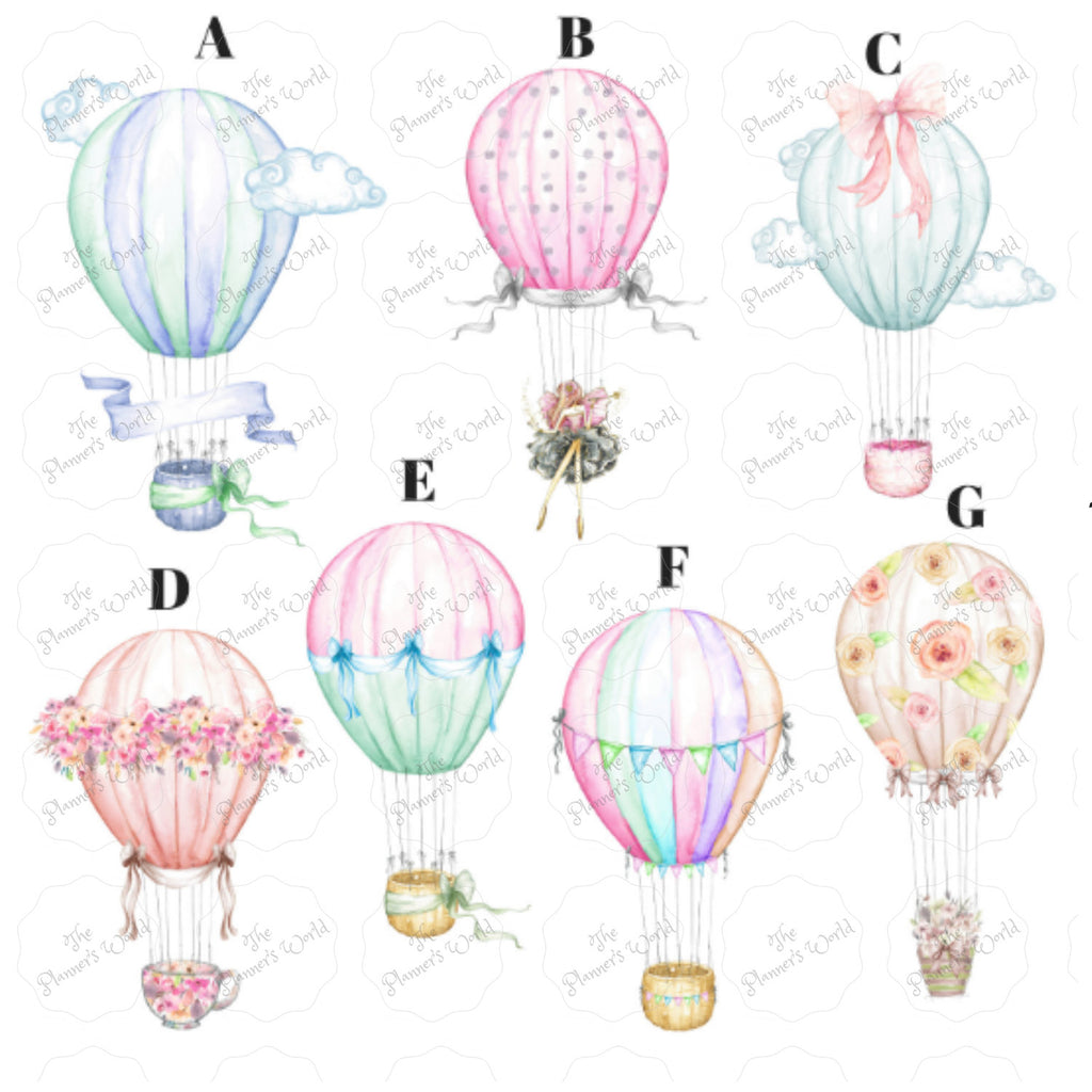 Hot Air Balloon Diecut - Diecuts - hot air balloon sticker - balloon - hot air balloon - die cut - watercolor - The Planner's World
