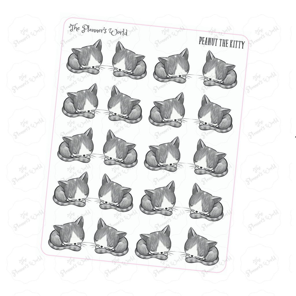 Peanut the kitty Sleeping planner stickers - The Planner's World