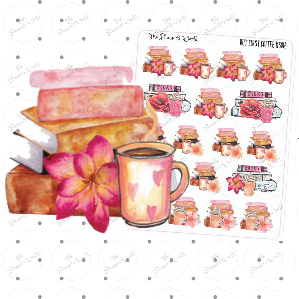 Books & Coffee Planner Stickers - The Planner's World
