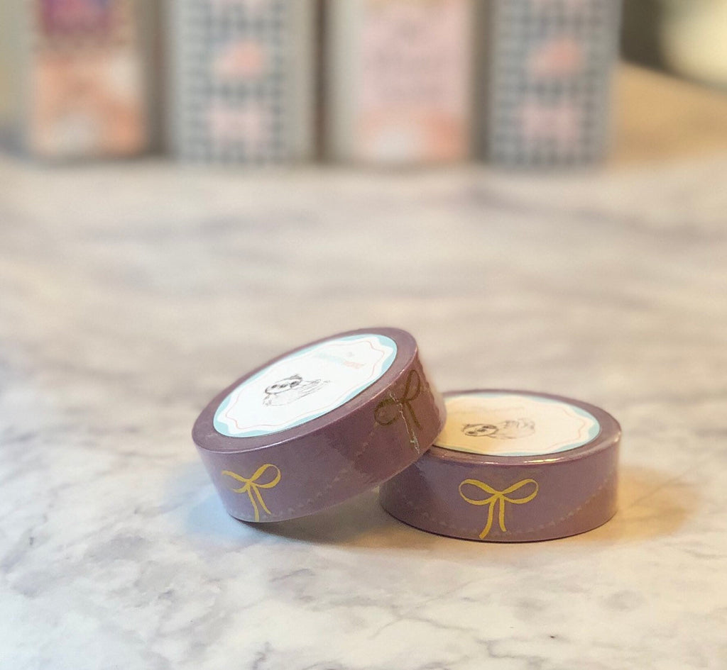 Sabrina purple foiled bow washi tape - The Planner's World