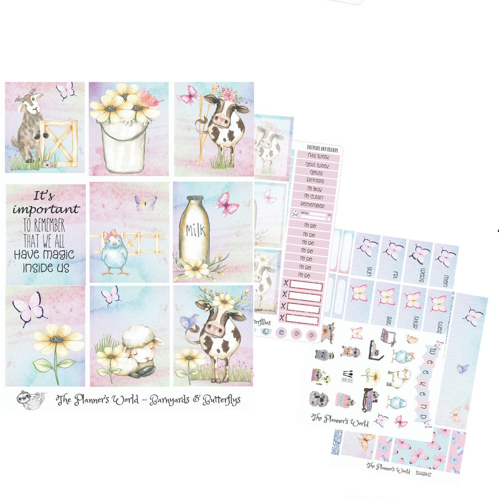 Barnyards and Butterflies Vertical Weekly Kit - Daisy Moo Cow - The Planner's World