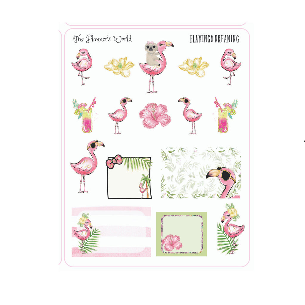 Flamingo Dreams tropical sticker sampler - The Planner's World