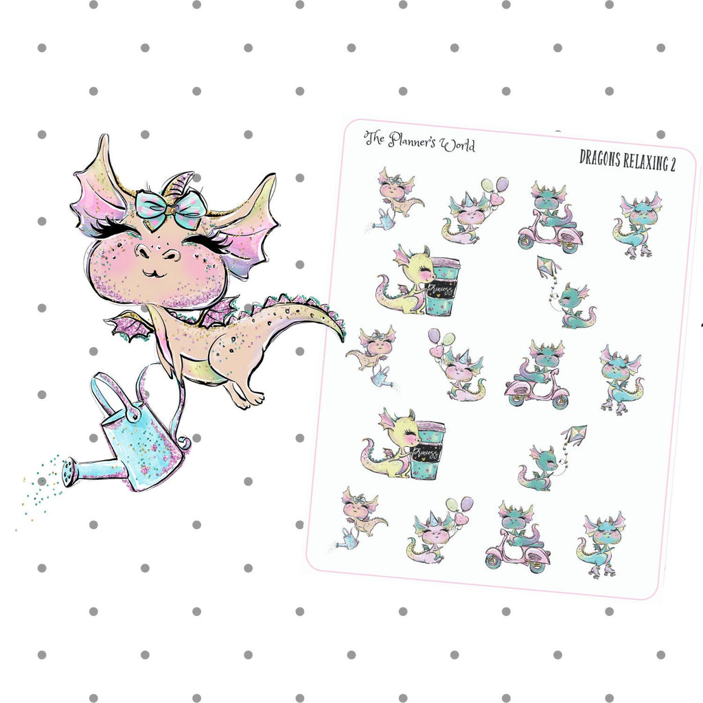 Dragons Relaxing More Planner Stickers - The Planner's World