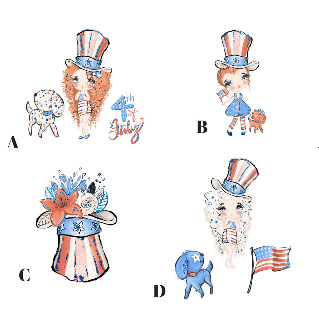 4th of July girl Die Cut Stickers - The Planner's World