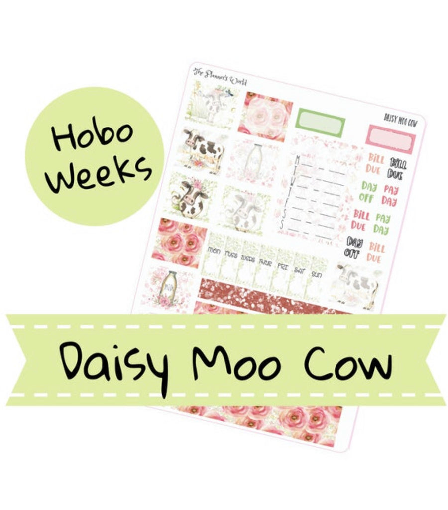 Daisy Moo Cow Hobonichi Weekly Planner Sticker Kit - Hobonichi Sticker kit - The Planner's World