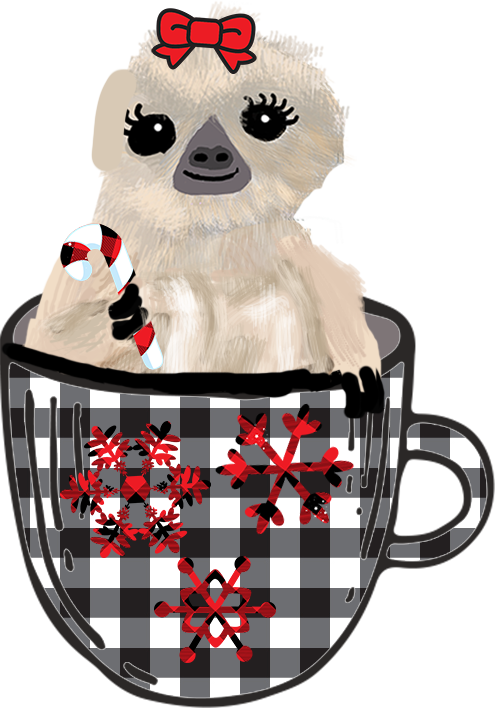Sloth in Winter Coffee Cup Die Cut