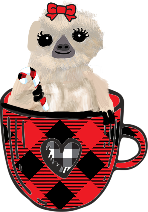 Sloth in Buffalo Plaid Coffee Cup Sticker