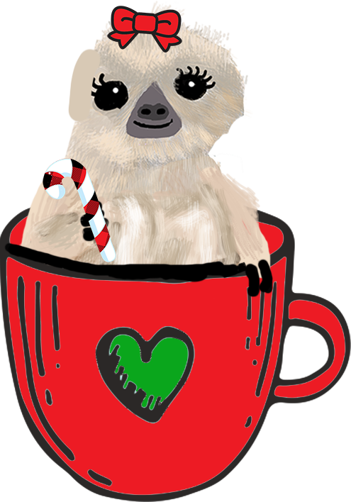 Sloth in Christmas Coffee Cup Sticker